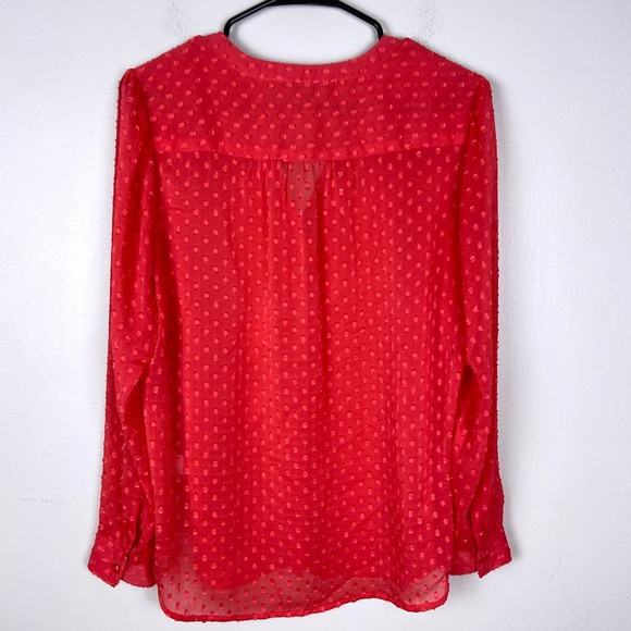 Banana Republic Drapey Classic Textured Blouse in Bright Coral Size Medium - Picture 6 of 10